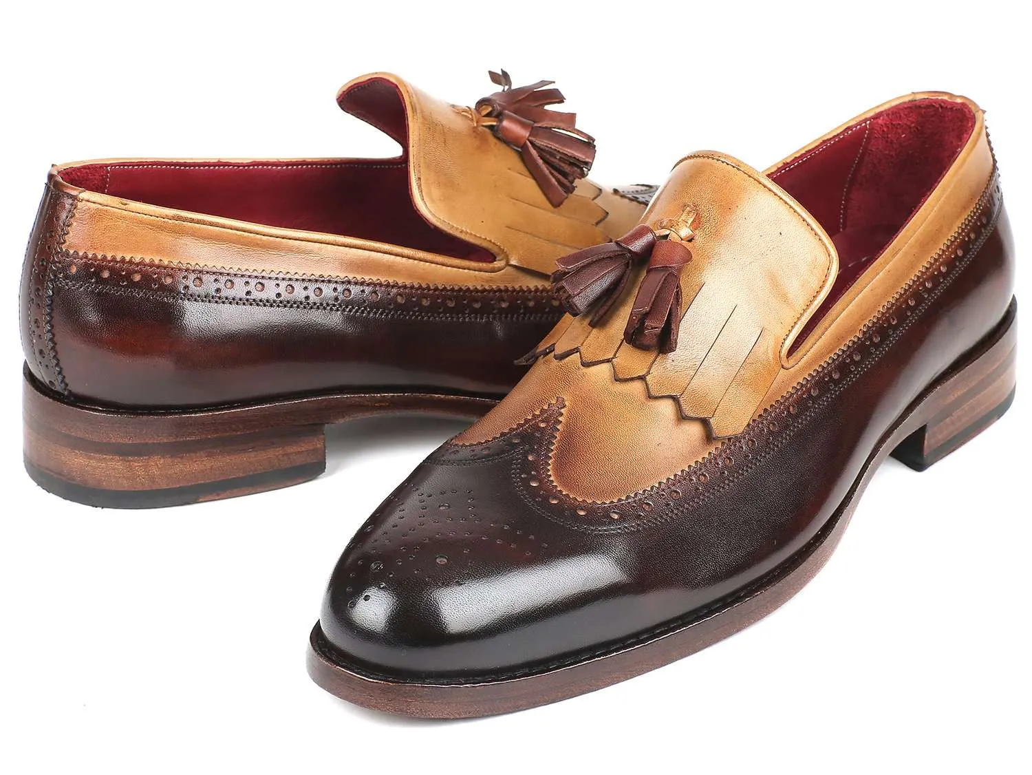 Paul Parkman Beige & Brown Tassel Loafers