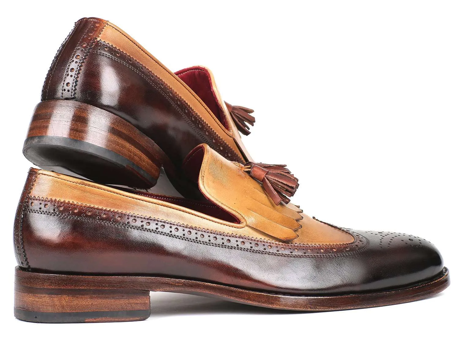 Paul Parkman Beige & Brown Tassel Loafers