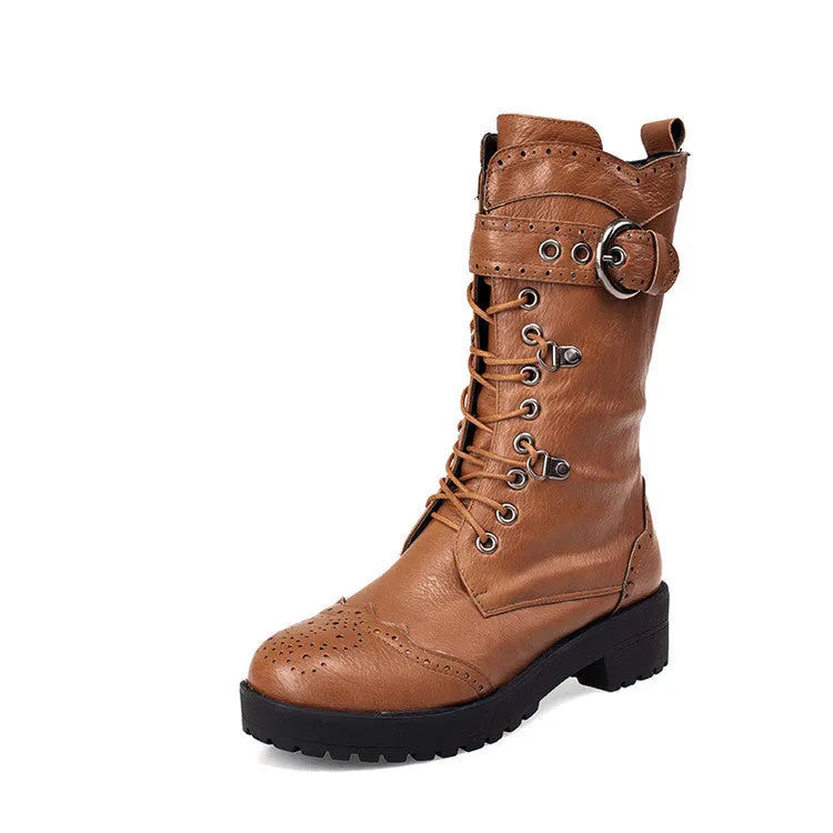 Toleet Martin brown Boots Women's Boots British Style Autumn and Winter New Thick Bottom Belt Buckle Short Boots
