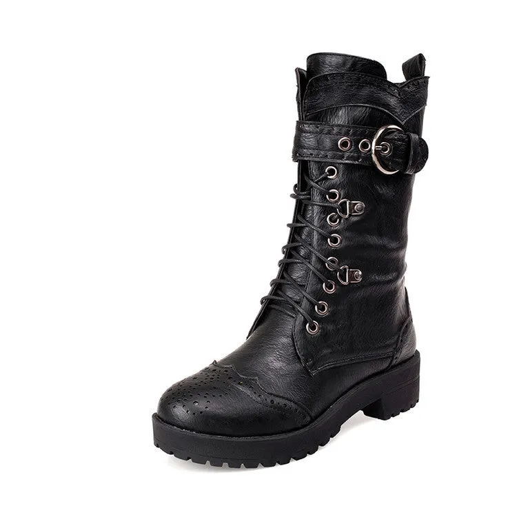 Toleet Martin brown Boots Women's Boots British Style Autumn and Winter New Thick Bottom Belt Buckle Short Boots