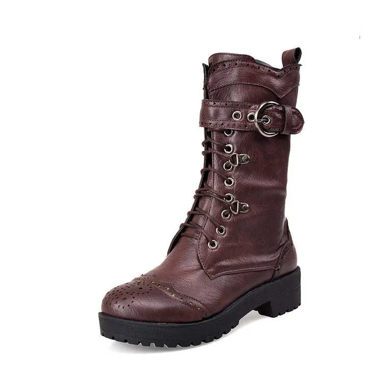 Toleet Martin brown Boots Women's Boots British Style Autumn and Winter New Thick Bottom Belt Buckle Short Boots