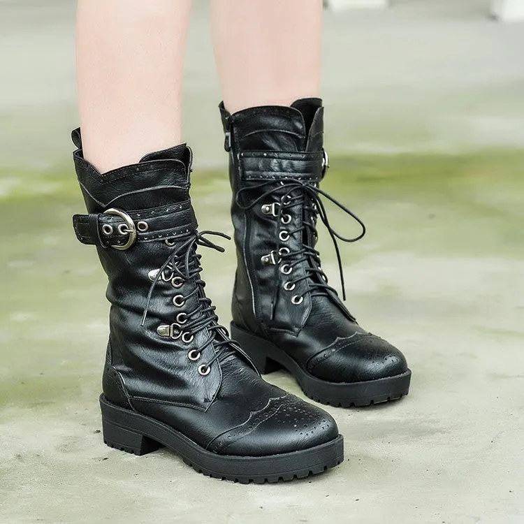 Toleet Martin brown Boots Women's Boots British Style Autumn and Winter New Thick Bottom Belt Buckle Short Boots