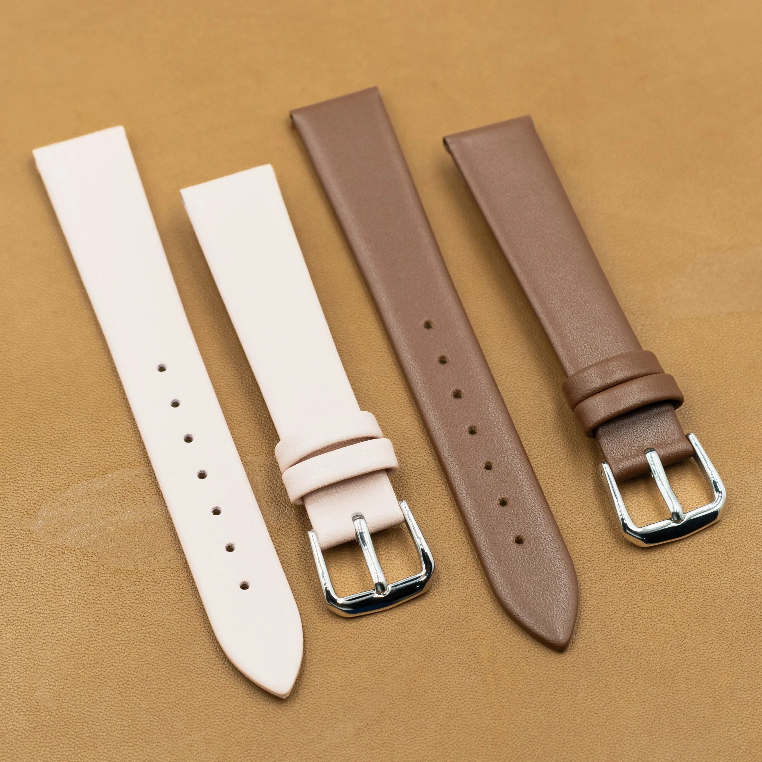 Unstitched Smooth Leather Watch Strap in White