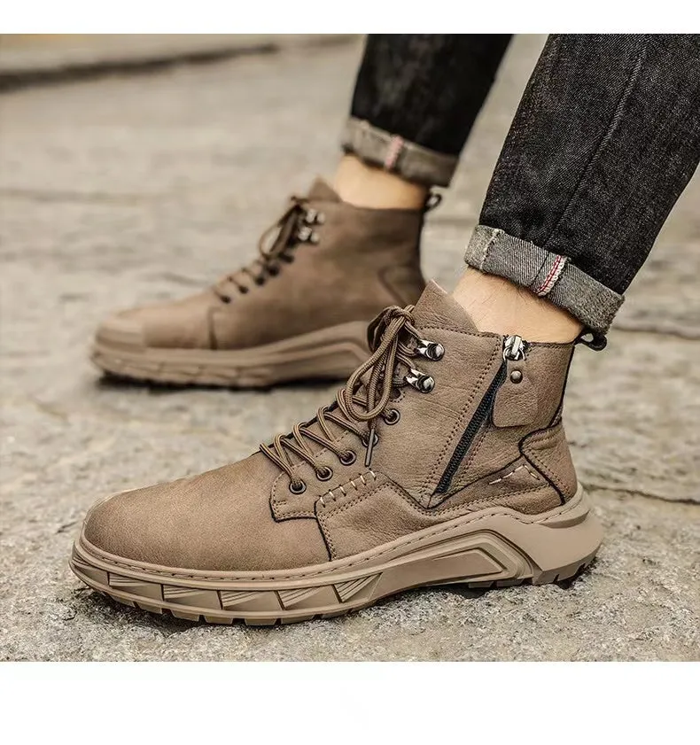 Winter Men's Zipper High Top Warm Martin Boots