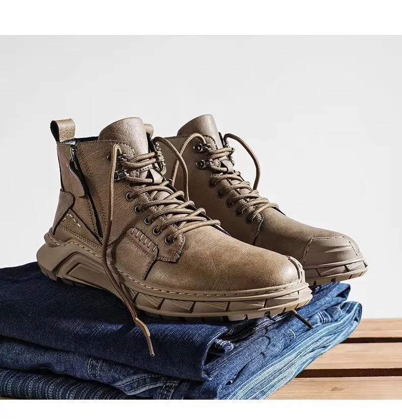 Winter Men's Zipper High Top Warm Martin Boots