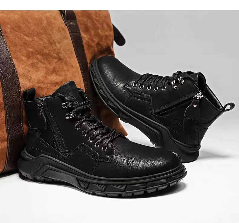 Winter Men's Zipper High Top Warm Martin Boots