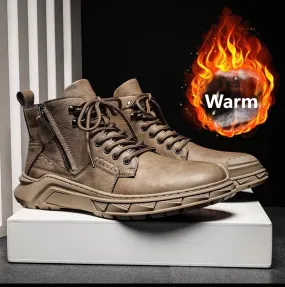 Winter Men's Zipper High Top Warm Martin Boots