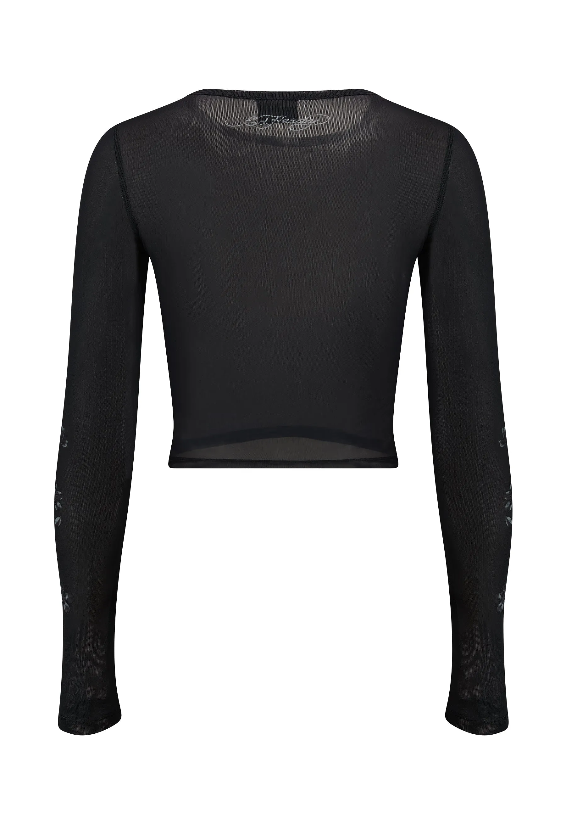 Womens Geisha-Girl Mesh Long Sleeved T-Shirt - Black