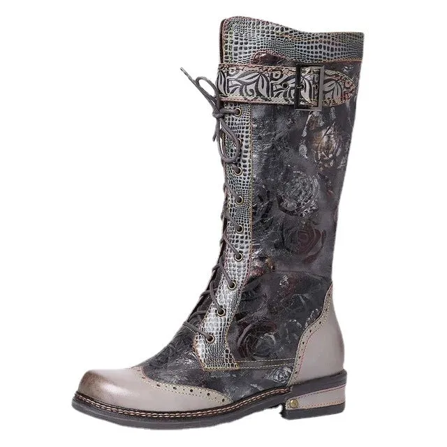 Women's Long Cowboy Boots Vintage Embroidery Boots