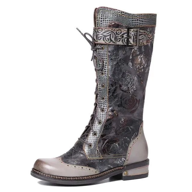 Women's Long Cowboy Boots Vintage Embroidery Boots