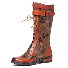 Women's Long Cowboy Boots Vintage Embroidery Boots