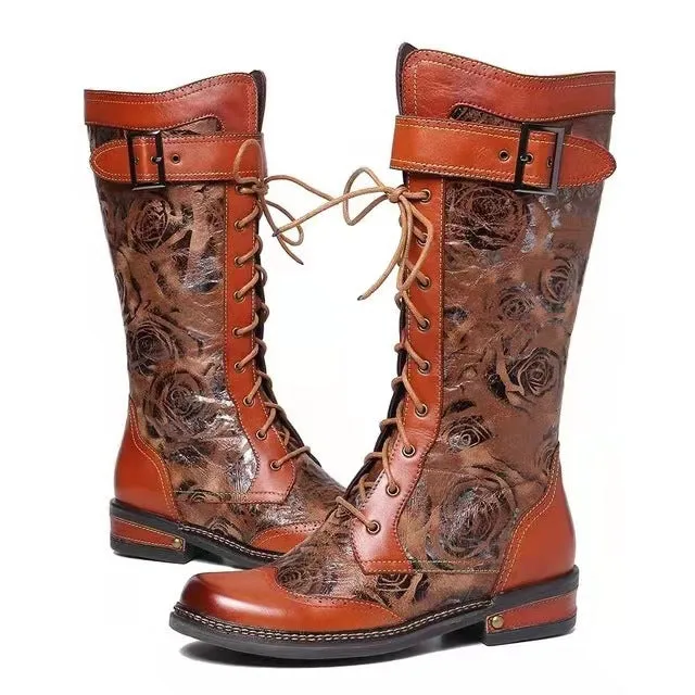 Women's Long Cowboy Boots Vintage Embroidery Boots