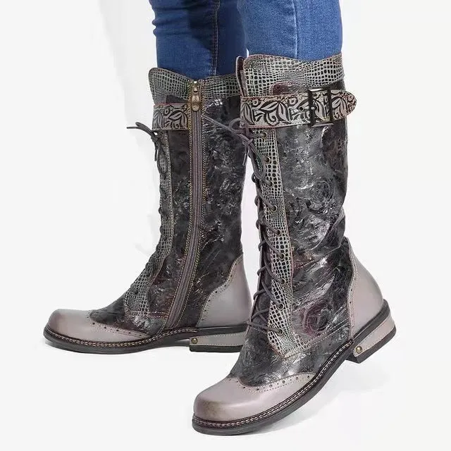 Women's Long Cowboy Boots Vintage Embroidery Boots